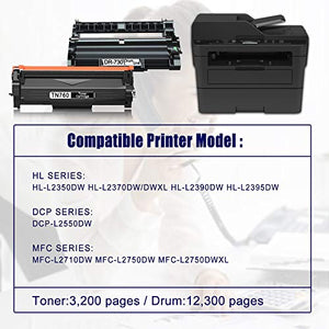 5-Pack Black (1Drum+4Toner) Compatible DR-730 Drum Unit and TN-760 Toner Cartridge Replacement for Brother DCP-L2550DW MFC-L2710DW L2750DW L2750DWXL HL-L2350DW L2390DW L2395DW Printer Toner Cartridge.