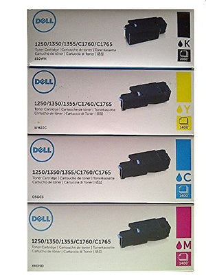 Dell (810WH, WM2JC, XMX5D, C5GC3) Complete High Yield 4-Color Toner Cartridge Set