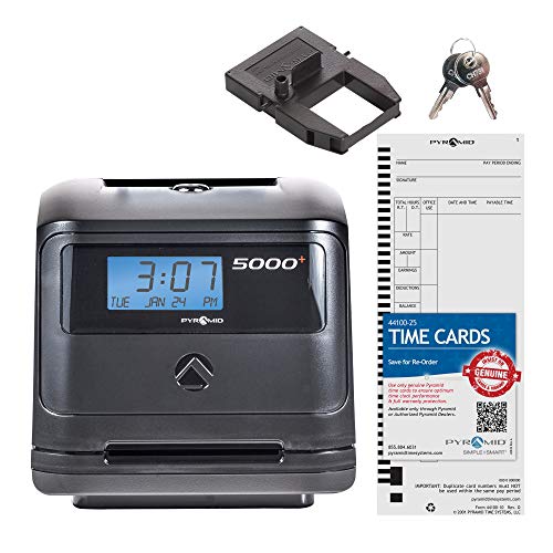 Pyramid 5000 Auto Totaling Time Clock, 100 Employees - Made in USA