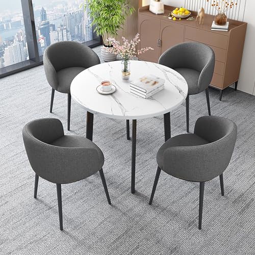 BYJSJY Round Dining Table Set with 4 Chairs 80cm - Reception, Meetings, Cafe, Living Room
