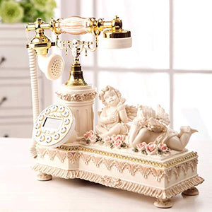 OPiCa Antique Decoration Retro Telephone - Cupid Design - Wired Home Landline Mobile Phone