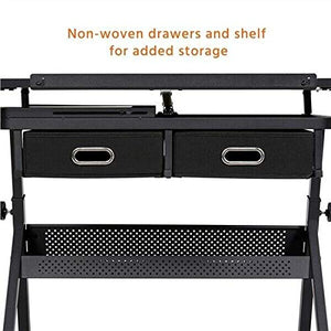 DXXWANG Draft Craft Table Drawing Art Desk for Artist with Adjustable Table Angles Black