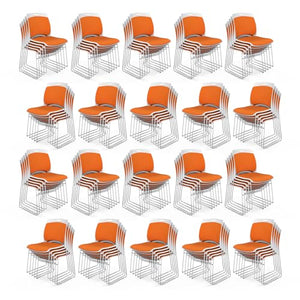 VINGLI Stackable Waiting Room Chairs, Metal Sled Base, Ergonomic Padded Seat & Back, Orange - 100 Pack