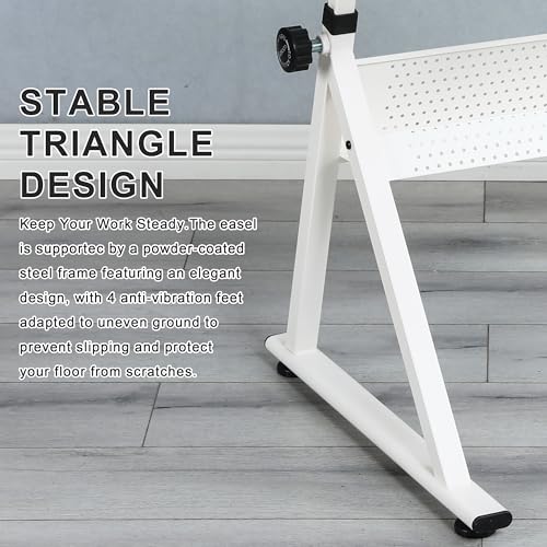 LiviNest Height Adjustable Drafting Table - Modern Glass Artist Drawing Desk with Chair