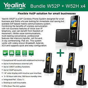 Yealink W52P + W52H X4 Cordless VoIP Phone PoE HD Voice and Base Unit