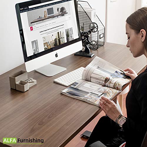 ALFA Furnishing Advanced 48x30 Inches Standing Desk for Home Office, Dual Motor Electric Adjustable Height Desk, Sit Stand Desk with 4 Pre-Set Memory (48x30, Walnut Top+ Black Frame)
