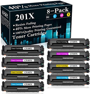 8-Pack (2BK+2C+2Y+2M) 201X | CF402AX CF403X Toner Cartridge Replacement for HP Color Laserjet Pro MFP M277dw MFP M277n MFP M277c6 M252dw M252n M277 M252 Printer,Sold by TopInk