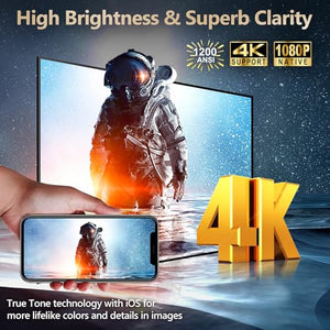ZCGIOBN Daylight Projector Auto Focus 4K, 1200 ANSI Bright HD LED Home Theater Video Projector