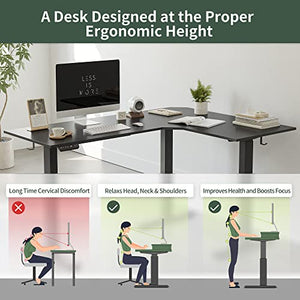 FEZIBO 75" Triple Motor L-Shaped Electric Standing Desk - Black Frame/Black Top