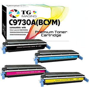 (4 Pack Sets, B+C+M+Y) Compatible C9730A Toner Cartridge C9731A C9732A C9733A Use for HP 645A 5500N 5500DN 5500DTN 5550N 5550DN 5550DTN 5550HDN Printer, Sold by TG Imaging