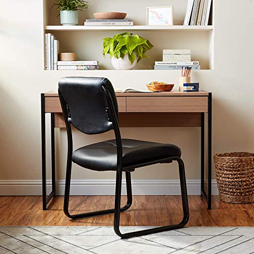 Boss Office Products Leather Sled Base Side Chair in Black, Set of 4