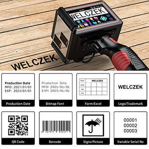 WELCZEK Portable 2 Inch Handheld Inkjet Printer, 50.8mm Handheld Printer, Dual Nozzles Handheld Inkjet Coding Machine for Logo/Date/Barcode/Qr Code/Label etc.