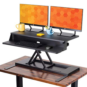 Flexpro Power 36 Inch Electric Standing Desk - Electric Height Adjustable Stand up Desk by Award Winning Stand Steady - Holds 2 Monitors (Black) (36")