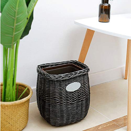 Indoor Trash Cans Square/Oval Garbage Container Bin，Small Woven Basket Trash Can Wastebasket，for Bathrooms/Kitchens/Home Offices/Craft/Laundry Garbage Cans for Kitchen Office Outdoor