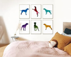 Wallbuddy German Shorthaired Pointer Minimalist Wall Art Set - Colorful Dog Paintings Home Decor | Dog Lover Gifts (33.1 x 46.8)
