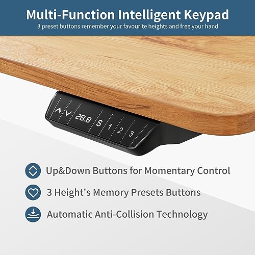 BANTI Adjustable Height Standing Desk 63''x24'' with Keyboard Tray, Sit Stand Up Desk for Home Office, Light Rustic Brown