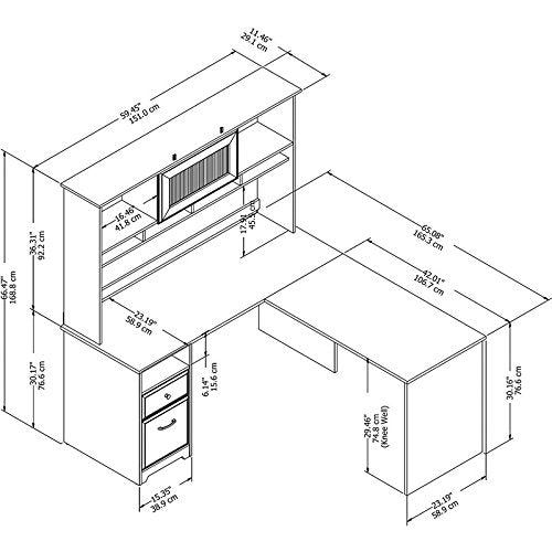 Bush Furniture Cabot 60W L Shaped Computer Desk with Hutch and Drawers in Espresso Oak