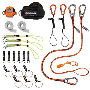 Tool Tethering Kit for Carpenter, Includes Tool Lanyards and Attachments for Tape Measure and Power Tools, Ergodyne Squids 3183