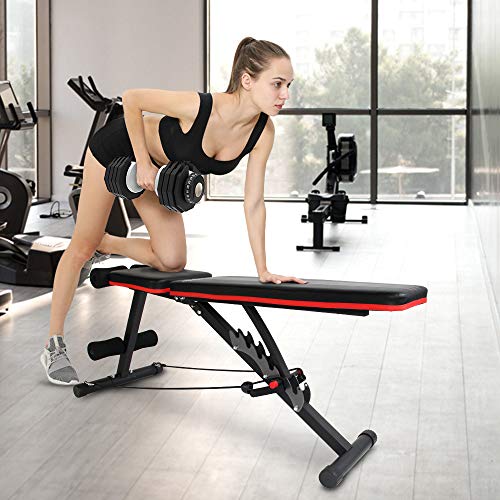 Ativafit Adjustable Weight Bench for Full Body Workout Multi-Purpose Utility Weight Bench Foldable Flat Bench Press for Home Gym… (Black)