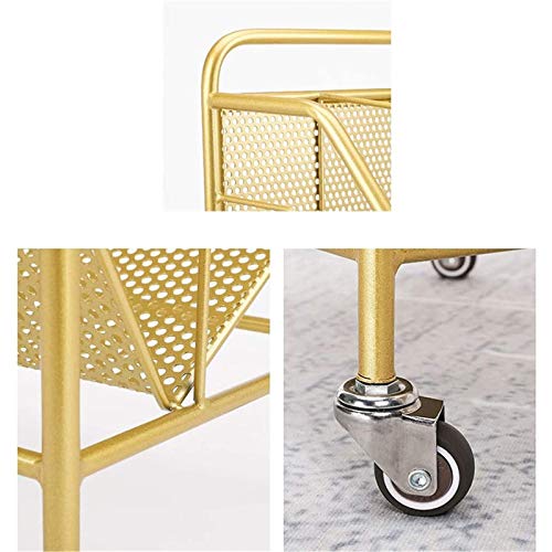 Rotating Bookshelf Display Stand File Rack Magazine Rack Iron Bookshelf (Gold2, 35x28x99cm)
