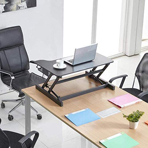 MWXFYWW Adjustable Standing Desk Converter with Keyboard Tray,Height Sit Stand Desk Riser Stand Up Desktop Workstation Portable Riser for Office, Black(Color:Black,Size:(20x31inch))