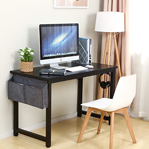 Computer Desk 47" Modern Sturdy Office Desk PC Laptop Notebook Writing Table for Home Office Workstation with Storage Bag,Black
