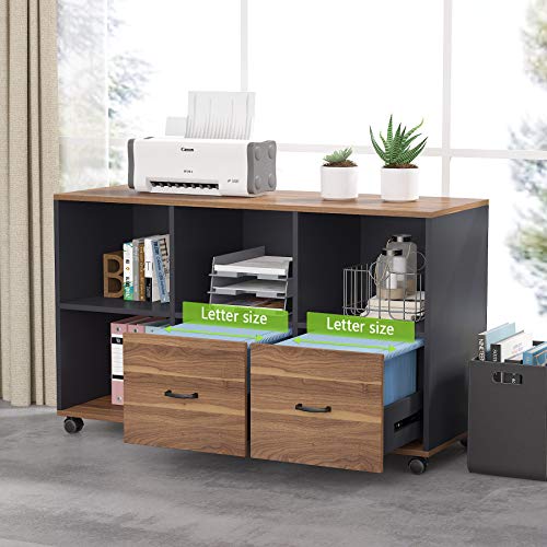 Tribesigns L-Shaped Computer Desk, 55 inches Executive Desk with lateral File Cabinet, Gaming Desk Business Furniture with Drawers and Storage Shelves, Rustic Home Office Table