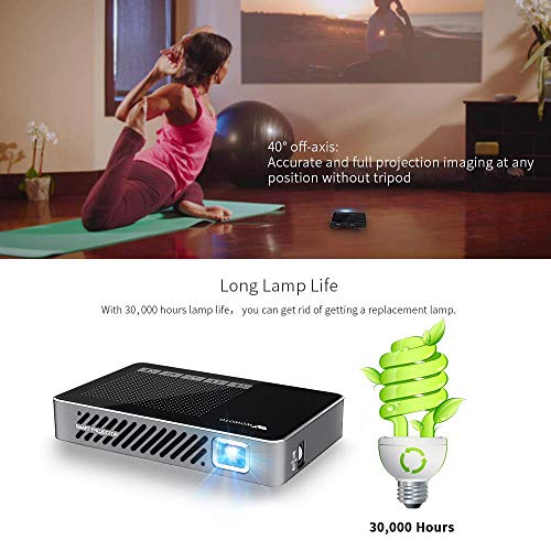 Mini Projector WOWOTO A5 Pro Android 7.1 100ANSI 2+32G Portable DLP Video Projector 150" Home Theater Projectors with BT4.0 Support WiFi Wireless Screen Share 1080P HDMI USB SD Card