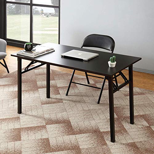 Need Computer Desk Office Desk 47 inches Folding Table with BIFMA Certification Computer Table Workstation No Install Needed, Black Brown