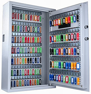 Key Cabinet with Digital Lock - Heavy Duty Secured Storage, Lock Box with Key Tags Wall Mounted Metal Steel Key Safe - Ideal for Home Hotels Schools & Businesses (144 Keys Capacity)