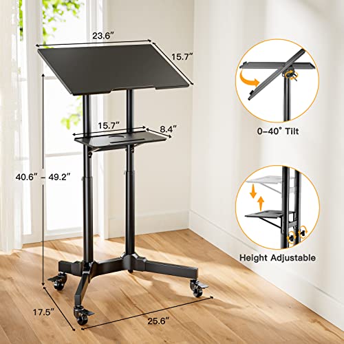 PGTVMC05 Rolling TV Stand for 32-75 inch TVs & PGLMC01 Mobile Laptop Stand