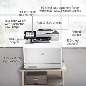 HP Laserjet Pro M479fdwB Wireless Color All-in-One Laser Printer for Home Office, White - Print Scan Copy Fax - 28 ppm, 600 x 600 dpi, 8.5 x 14, Auto Duplex Printing, 50-Page ADF, Ethernet, Bluetooth