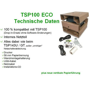 Star Micronics TSP 143IIU ECO - Receipt Printer - Two-Color - Direct Thermal - Roll (3.15 in) - 203 dpi - USB
