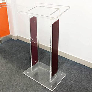 None Lectern Podium Stand, Clear Wide Reading Table Professional Portable School Church Wedding Office Information Podium