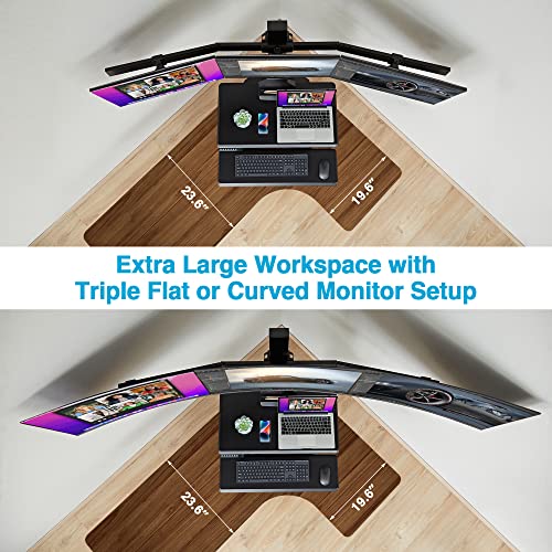 AVLT Electric Standing Desk Converter with Triple 32" Monitor Support