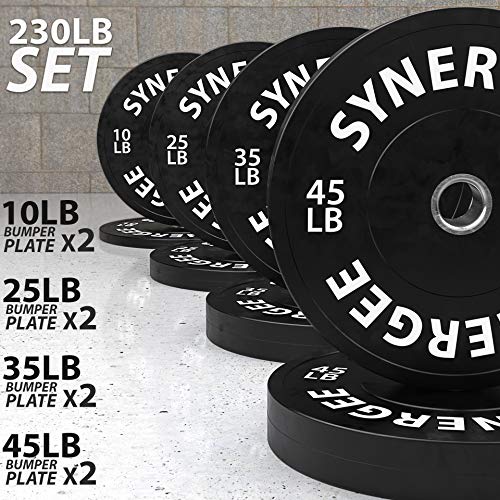 Synergee Bumper Plates Weight Plates Strength Conditioning Workouts Weightlifting 230lb Set