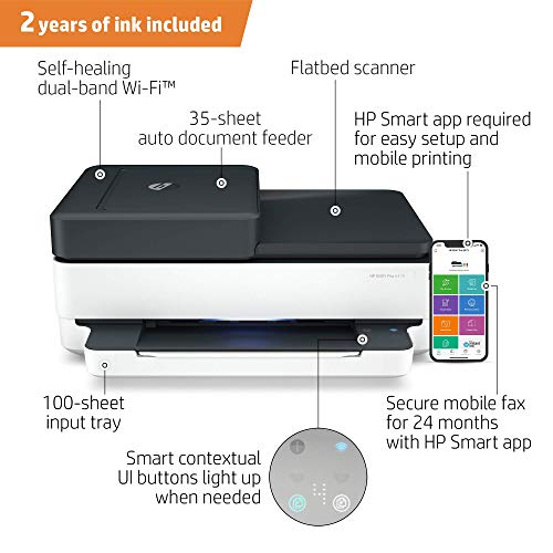 HP Envy Pro 6475 Wireless All-in-One Printer, Mobile Print, Scan & Copy, Compatible with Alexa (8QQ86A) (Renewed)