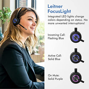 Leitner LH570 2-in-1 Wireless Headset - 5-Year Warranty - UltraRange up to 350 FT - DECT Wireless Headset for Office Phones and PC