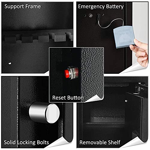 Rifle Gun Safe, Long Safes for Home and Pistols, Quick Access 4-Gun Electronic Gun Cabinet for Rifles and Shotguns, INVIE Gun Locker with Handgun Lockbox Slient Mode (Keyboard PIN Code)
