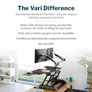 Vari VariDesk Pro Plus 36 - Standing Desk Converter - Adjustable Computer Desk Riser - Espresso Wood