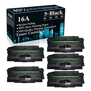 5 Pack 16A | Q7516A Black Compatible Toner Cartridge Replacement for HP Laserjet 5200 5200N 5200tn 5200dtn 5200L Printer,Sold by TopInk