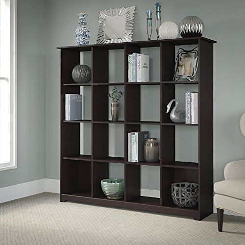 Bush Furniture Cabot 16 Cube Bookcase in Espresso Oak
