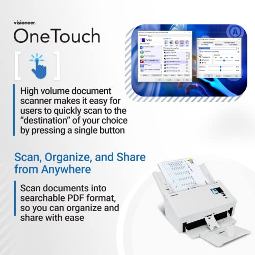 Visioneer Patriot PD45 Scanner, USB Duplex Office Document Scanner for PC, 50 PPM, ADF, White