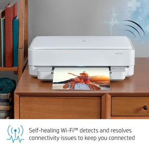 HP Envy 6052e All-in-One Wireless Color Inkjet Printer, Print Copy Scan, 2-Sided Printing, WiFi USB Bluetooth Connectivity, 6 Months Instant Ink Included, White, W/Silmarils Printer Cable