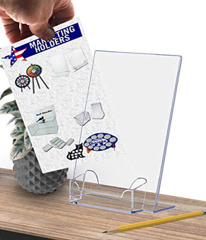 Marketing Holders 5"w x 7"h Advertisement Sign Holder with Attached Business Card Pocket Printed Material Literature Flyer Frame Slant Back Pack of 120