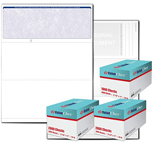 VersaCheck ValueChex - 5000 Blank Business Voucher Checks - Blue Classic - 5000 Sheets Form #1000 - Check on Top