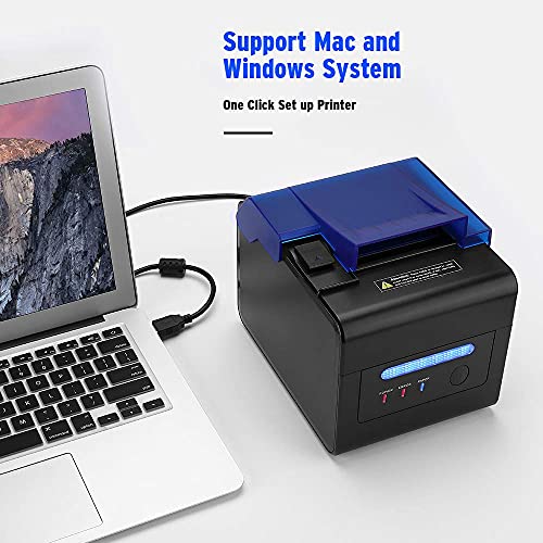 MUNBYN 3.1" Kitchen Printer, 80mm Thermal POS Receipt Printer with Sound Beeping Alarm and Auto Cutter, P067 USB RS232 Serial LAN Port,with Receitp Printer Bluetooth for Android Phone