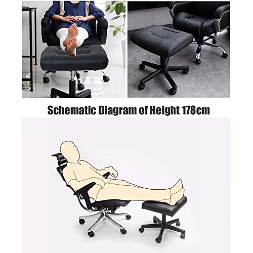 Under Desk Footrest with Wheels, Gaming Chair Foot Stool - Height Adjustable 360° Rolling Leg Rest - Office Small Footstool Computer Foot Rest (Black)