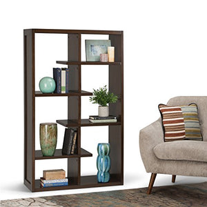 Simpli Home AXCCMD-12-NAB Camden Solid Wood 60 inch x 36 inch Industrial Bookcase in Natural Aged Brown