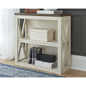 Ashley Furniture Signature Design - Bolanburg Medium Bookcase - Casual - 2 Shelves - Weathered Oak/Antique White Finish